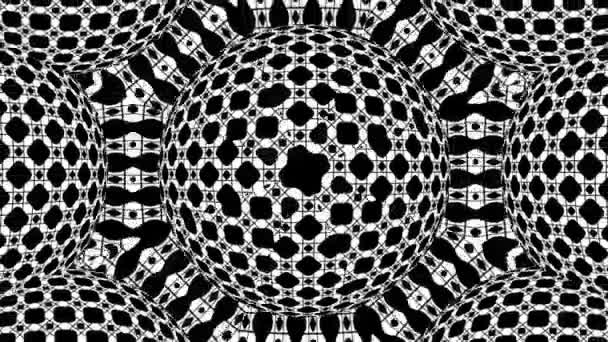 Zwart Wit Monochrome Optische Illusie Met Geometrische Patroon Surrealistische Hypnotische — Stockvideo