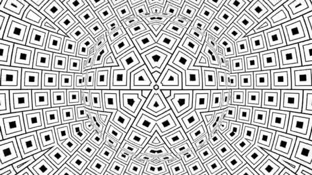 Black White Monochrome Optical Illusion Geometric Pattern Surreal Hypnotic Seamless — Stock Video