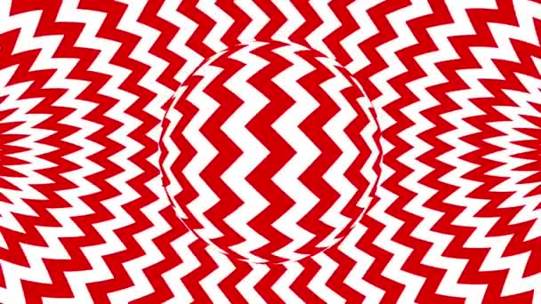 Rot Weiße Monochrome Optische Täuschung Mit Geometrischen Mustern Surreale Hypnotische — Stockvideo