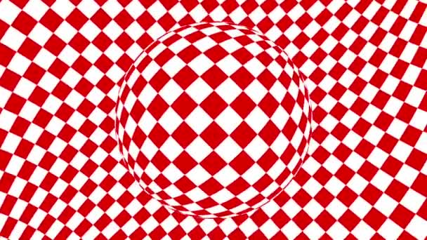 Ilusión Óptica Monocromática Roja Blanca Con Patrón Geométrico Fondo Movimiento — Vídeo de stock
