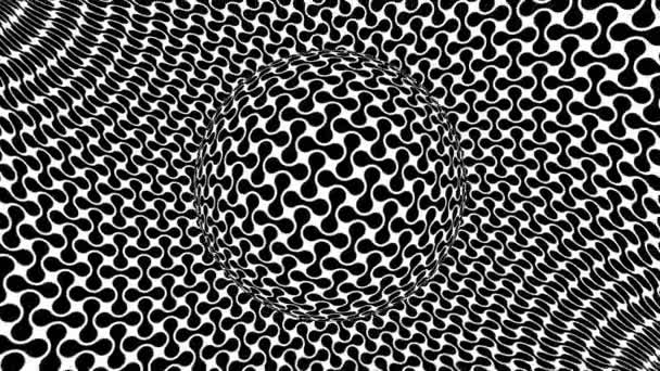 Black White Monochrome Optical Illusion Geometric Pattern Surreal Hypnotic Seamless — Stock Video