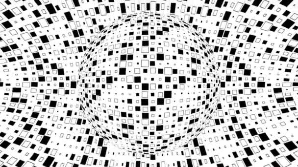 Czarno Biała Monochromatyczna Iluzja Optyczna Geometrycznym Wzorem Surrealistyczny Hipnotyczny Bezszwowy — Wideo stockowe