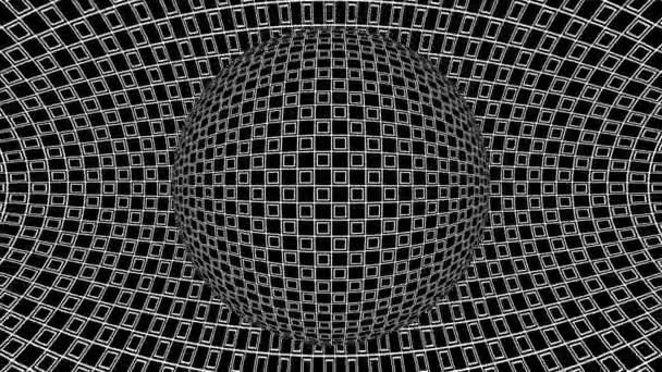 Schwarz Weiße Monochrome Optische Täuschung Mit Geometrischen Mustern Surreale Hypnotische — Stockvideo