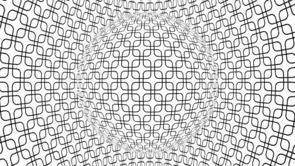Geometrik Desenli Siyah Beyaz Tek Renkli Optik Illüzyon Sürreal Hipnotik — Stok video