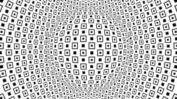 Zwart Wit Monochrome Optische Illusie Met Geometrische Patroon Surrealistische Hypnotische — Stockvideo