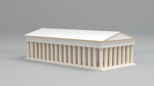 Griekse Oude Marmeren Pantheon Antieke Griekse Tempel Maken Naadloze Looping — Stockvideo