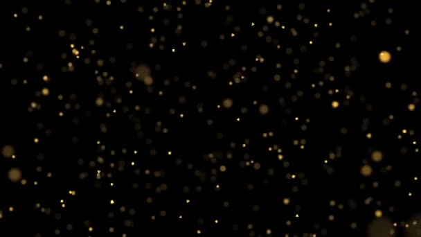 黄金の粒子とぼやけた光沢のある魔法の塵とぼやけた効果黒の背景に 明るい輝き休日パーティーアニメーション壁紙 暗い高級輝くHdアニメーション — ストック動画