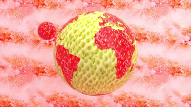 Čerstvé Zralé Šťavnaté Červené Jahodové Ovoce Kreslit Animované Abstraktní Pozadí — Stock video