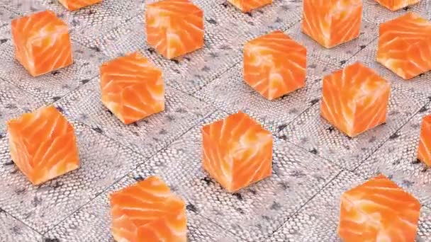 Lachs Oder Forelle Gesund Frisch Orange Appetitlich Rohes Filet Rendern — Stockvideo