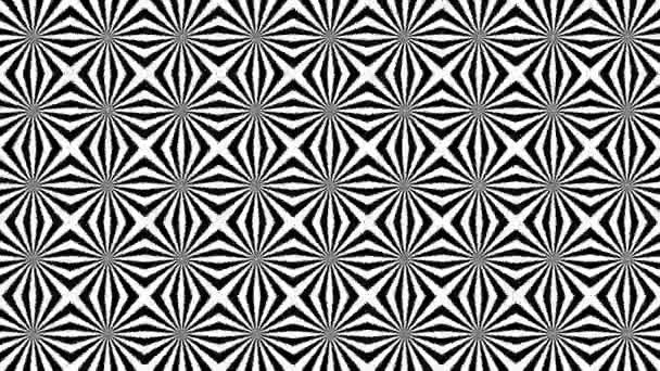 幾何学的な移動黒サイケデリックパターン ジグザグと菱形のストライプシームレスなループの背景 トレンディーなエレガントな装飾 — ストック動画