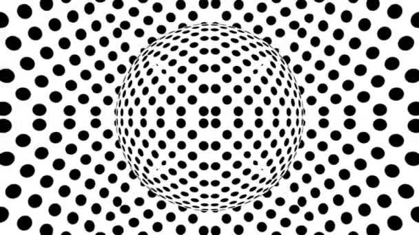 Schwarz Weiße Monochrome Optische Täuschung Mit Geometrischen Mustern Surreale Hypnotische — Stockvideo