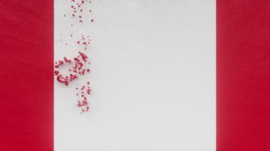 Kanada 'nın ilk mutlu günü, Kanada' nın ilk Temmuz bağımsızlık metni ulusal vatanseverlik tatili, Kanada bayrağı renklerinde animasyon harfleri, tebrik kartı arkaplanının 3D canlandırması..