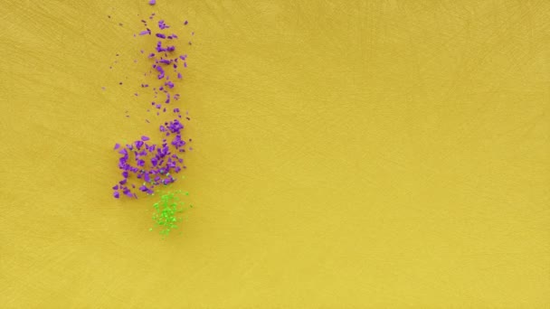 ハッピーハロウィンテキストの碑文 ホラーフェスティバルや10月の恐ろしい夜のパーティーの休日のコンセプト 黄色の不気味な装飾的なアニメーションのレタリング お祝いの挨拶カードの動きの背景の3Dレンダリング — ストック動画