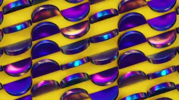 Sarı Zemin Üzerinde Hareket Eden Holografik Mor Daireler Modaya Uygun — Stok video