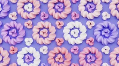 Çiçek açan romantik dekoratif arka plan egzotik çiçekler, soyut çiçek yaprakları, bahar buketi, Sevgililer Günü için tebrik kartı, Mutlu Paskalyalar, Kadınlar Günü, kağıt işleri botanik animasyonu.