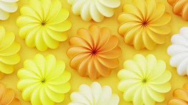 Çiçek açan romantik dekoratif arka plan egzotik çiçekler, soyut çiçek yaprakları, bahar buketi, Sevgililer Günü için tebrik kartı, Mutlu Paskalyalar, Kadınlar Günü, kağıt işleri botanik animasyonu.