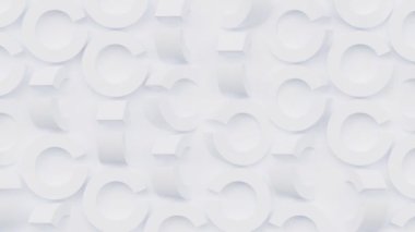 Geometrik mozaik ızgara soyut dikişsiz beyaz parlak zemin, yuvarlak dilimlenmiş şekil, 3D canlandırma yaratıcı hareket tasarımı dairesel desenli duvar kağıdı.