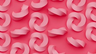 Geometrik mozaik ızgara soyut dikişsiz pembemsi zemin yuvarlak bükülmüş şekil, 3D canlandırma yaratıcı hareket tasarımı dekoratif halka desenli duvar kağıdı.