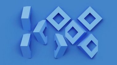 Geometrik mozaik ızgara soyut dikişsiz dikdörtgen mavi zemin kare döndürme şekli ile, 3d canlandırma yaratıcı hareket tasarımı, eşkenar dörtgen desenli duvar kağıdı.