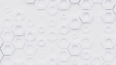 Balpeteği şekilli altıgen desen, altıgenler hareketsiz döngü 3D canlandırılmış soyut arkaplan, yüzeyde hücre çerçeveleri mozaik, geometrik modaya uygun yaratıcı duvar kağıdı.