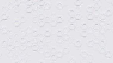 Balpeteği şekilli altıgen desen, altıgenler hareketsiz döngü 3D canlandırılmış soyut arkaplan, yüzeyde hücre çerçeveleri mozaik, geometrik modaya uygun yaratıcı duvar kağıdı.