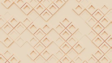 Kare şekilli geometrik desen, dikişsiz döngü soyut animasyon arkaplan, küp blokları dikdörtgen çerçeveler, 3d mozaik duvar kağıdı.