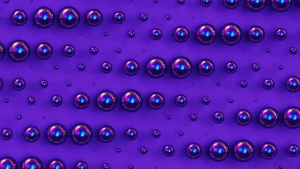 Bewegende Holografische Violette Sferen Paarse Achtergrond Trendy Minimale Looping Animatie — Stockvideo