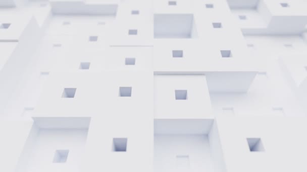 Геометричний Білий Світлий Чистий Куб Квадратними Формами Безшовний Циклічний Анімований — стокове відео