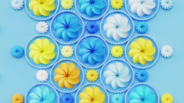 Virágzó Romantikus Dekoratív Háttér Egzotikus Virágok Elvont Virágszirmok Tavaszi Csokor — Stock videók
