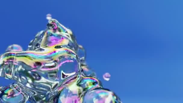 Líquido Iridiscente Transparente Limpio Jabón Animado Metaball Esferas Flotantes Orgánicas — Vídeos de Stock