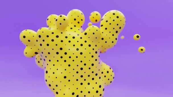 Liquid Animated Metaball Dotted Yellow Pattern Organic Floating Spheres Blobes — Stock Video