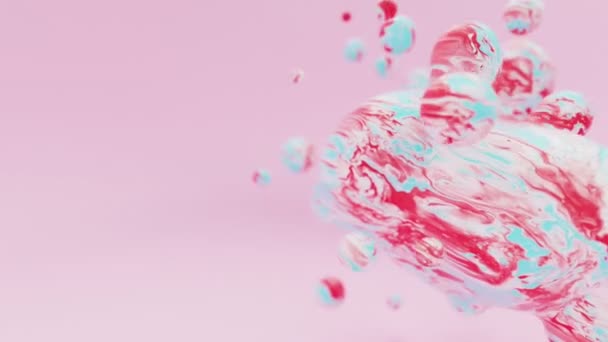 液体丙烯酸水彩画动画球或有机浮球水滴或气泡3D渲染抽象背景 流畅的流水云彩美丽的创意动画 — 图库视频影像