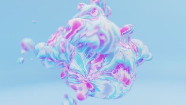 液体丙烯酸水彩画动画球或有机浮球水滴或气泡3D渲染抽象背景 流畅的流水云彩美丽的创意动画 — 图库视频影像