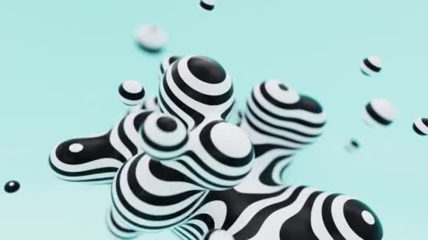 Liquid Striped Animated Metaball Organic Floating Spheres Blobes Drops Bubbles — Αρχείο Βίντεο