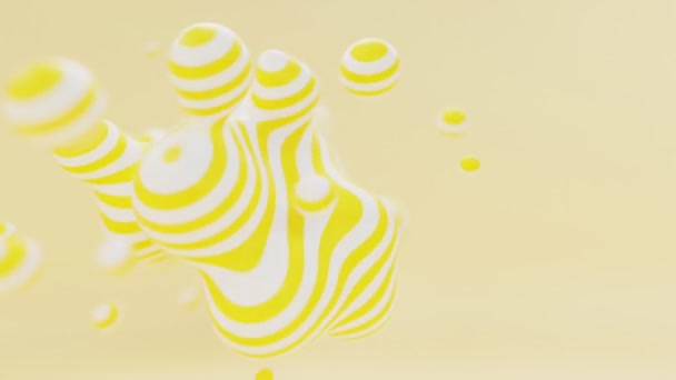 液体条纹动画球或有机浮球滴落或气泡3D渲染抽象背景 流畅的流水云彩美丽的创意动画 — 图库视频影像