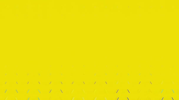 在黄色背景上移动五彩斑斓的线条 时髦的最小3D环路动画 具有矩形块的创造性几何图案 超现实的炎热夏季现代无缝背景 — 图库视频影像
