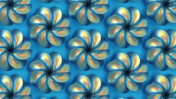 Holographic Iridescent Shiny Flowers Rotating Blue Background Render Seamless Looping — Stock Video © gurzart #575804628