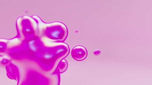 液彩动画球或有机浮球滴落或气泡3D渲染抽象背景 流畅的流水云彩美丽的创意动画 — 图库视频影像