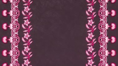 Dekoratif antika barok süsü, Rönesans retro Victoria tarzı zarif çerçeve, sınırlı kraliyet kumaşı arka planı, pembe bahar doğası kağıt şablonu, fotokopi alanı olan tebrik kartı..