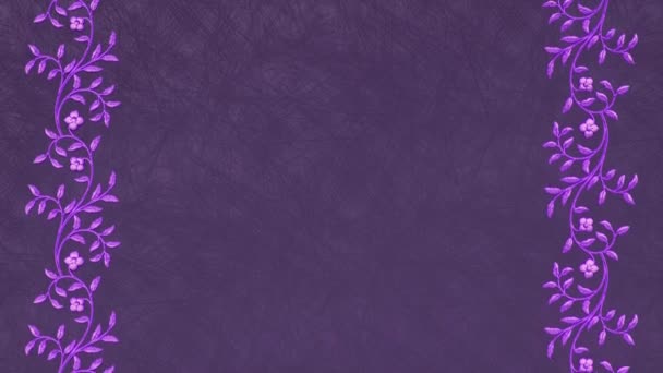 装飾的なヴィンテージアンティークの花のバロック装飾 ルネサンスレトロな勝利のエレガントなフレーム 境界線と王室のダマスクの背景 紫紫色の自然テンプレート 春の休日の挨拶カード — ストック動画
