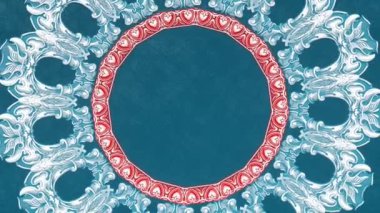 Dekoratif antika klasik barok süsü, Rönesans retro Viktoryan zarif mandala, kraliyet kumaş arka planı, dönen dantel mavi çerçeve, soyut süsleme.