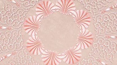 Dekoratif antika barok süsü, Rönesans retro Viktoryan zarif mandala, kraliyet kumaş arka planı, fotokopi alanı ile dönen çerçeve, dantel düğün kağıdı illüstrasyonu.