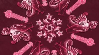 Dekoratif antika barok süsü, lüks rönesans retro Victoria tarzı zarif mandala, etnik desenli kraliyet kumaşı arka planı ve rokoko akanthus, soyut süsleme.