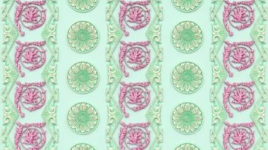 Dekoratif barok etnik süs, Rönesans antika antika klasik desen, Viktorya dönemi zarif İtalyan maske arka planı, çiçek yaprağı pembe duvar kağıdı..