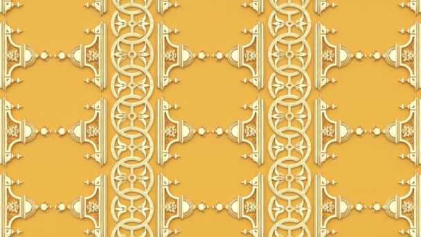 装饰花卉巴洛克族装饰品 复兴复古古时代风格 维多利亚时代典雅的花缎背景 织物金黄色墙纸 — 图库视频影像