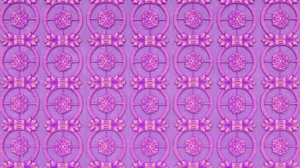 装飾的な花のバロック民族の装飾 ルネサンスレトロアンティークヴィンテージパターン ビクトリア朝のエレガントなダマスクの背景 花ピンク紫色の織物幾何学的な壁紙 — ストック動画