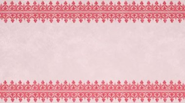 Dekoratif antika klasik barok süsü, Rönesans retro Victoria tarzı zarif çerçeve, kenarı olan ispanyol arka planı, pembe kurdele tekstil çizgili kumaş şablonu, güzel tebrik kartı şablonu..
