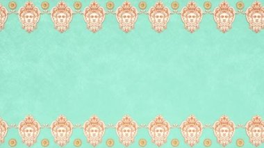 Dekoratif antika klasik barok süsü, Rönesans retro Victoria tarzı zarif çerçeve, sınırlı kraliyet kumaşı arka planı, bahar doğası tekstil şablonu, güzel tebrik kartı..