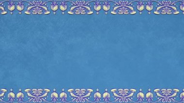 Dekoratif antika klasik barok süsü, Rönesans retro Victoria tarzı zarif çerçeve, sınırlı kraliyet kumaşı arka planı, kağıt dantel mavi şablon, güzel tebrik kartı..