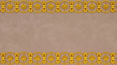 Dekoratif antika barok süsü, Rönesans retro Victoria tarzı zarif çerçeve, sınırlı kraliyet kumaşı arka planı, sarı şablon, altın rengi güzel tebrik kartı..